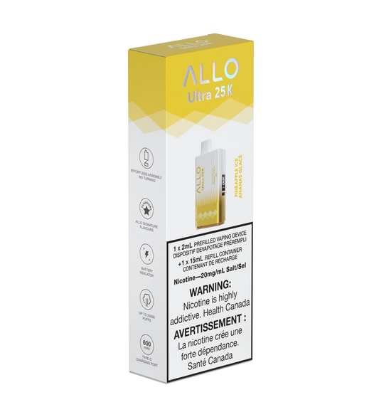 ALLO ULTRA 25K - Pineapple Ice Disposable Vape 20mg - Vapely - Buy Vape Online Canada