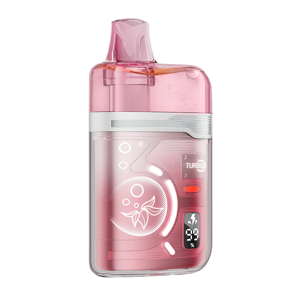 An ELFBAR BC Pro 80K Watermelon Ice disposable vape featuring a translucent pink outer shell, a digital battery and e-liquid percentage display, and a Turbo mode indicator.