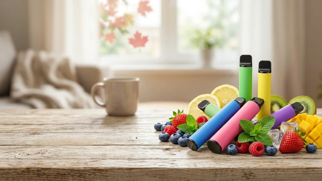 Colorful ELFBAR disposable vapes on a wooden