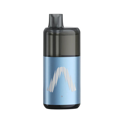 The ALLO NUUD 50K Intense Blue Raspberry Lemon disposable vape features a light blue metallic body with a stylized white A logo and a translucent black mouthpiece against a white background.