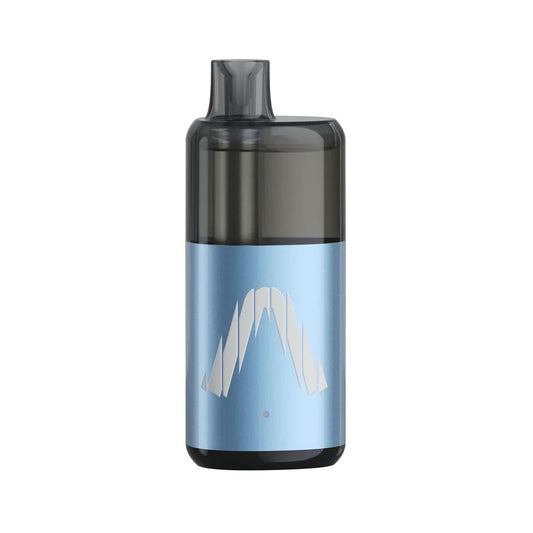 The ALLO NUUD 50K Intense Blue Raspberry Lemon disposable vape features a light blue metallic body with a stylized white A logo and a translucent black mouthpiece against a white background.