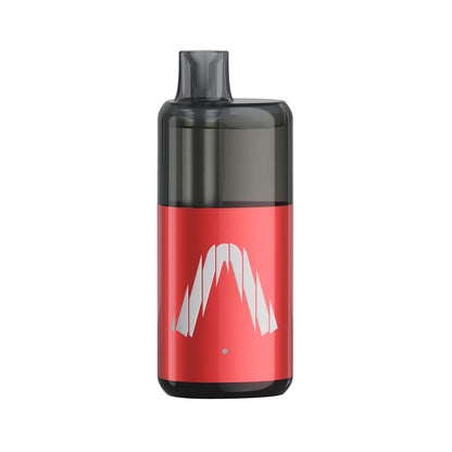 An ALLO NUUD 50K Intense Triple Apple disposable vape featuring a red metallic body with a white stylized A logo and a translucent black mouthpiece against a grey background.