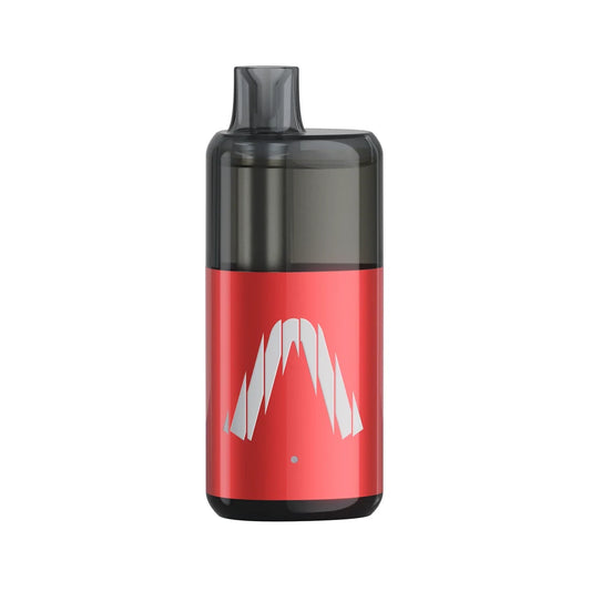 An ALLO NUUD 50K Intense Triple Apple disposable vape featuring a red metallic body with a white stylized A logo and a translucent black mouthpiece against a grey background.