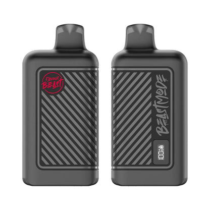 Two black Flavour Beast disposable vapes are displayed side by side against a white background, with one showing the brand logo and the other featuring a digital display screen labeled Beast Mode.