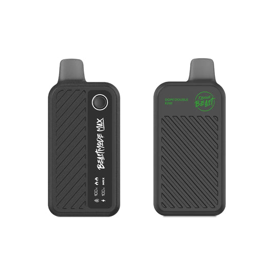 Two black Flavour Beast Mode Max 18K disposable vapes in the Dope Double Kiwi flavor are shown against a white background, with one device displaying its digital screen and the other showing the brand logo and flavor name.
