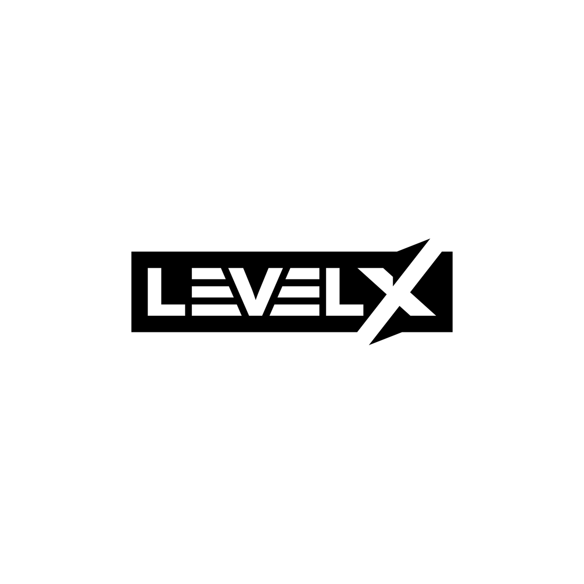 LEVEL X logo in black on a white background