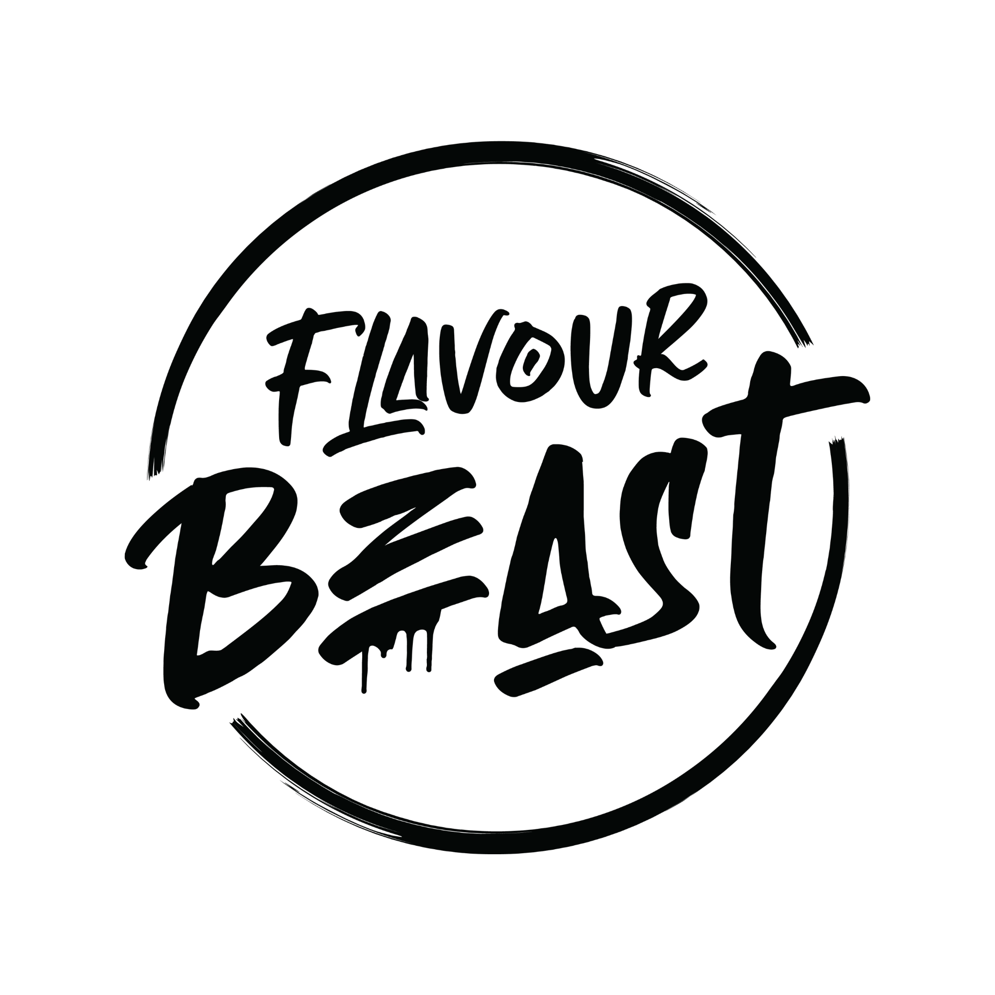 Logo of Flavour Beast with a circular design and black text on a white background