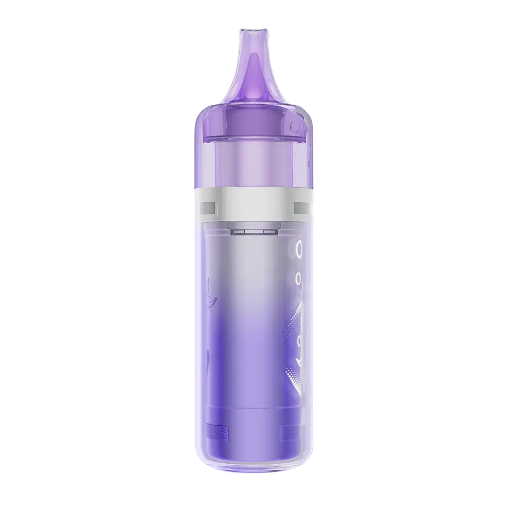 A side view of an ELFBAR BC Pro 80K Blueberry Sour Raspberry disposable vape featuring a translucent purple outer shell, a white center band, and a matching purple mouthpiece.