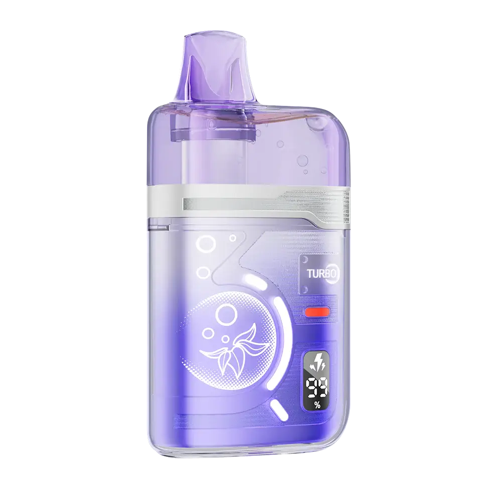 An ELFBAR BC Pro 80K Blueberry Sour Raspberry disposable vape featuring a translucent purple casing with a digital battery display, Turbo mode indicator, and berry graphics.