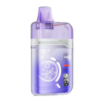 ELFBAR BC Pro 80K Grape Ice disposable vape featuring a translucent purple shell, a digital battery and e-liquid display, and a Turbo mode indicator.