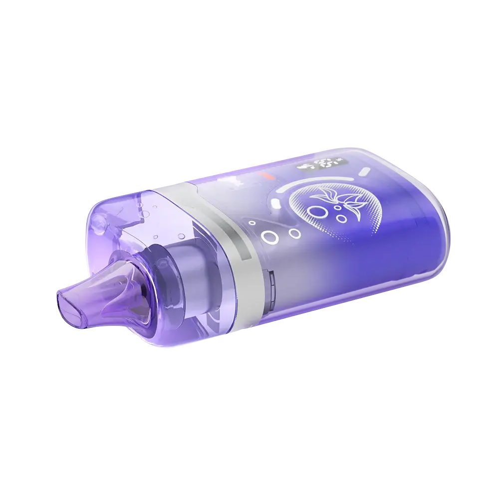 An ELFBAR BC Pro 80K Grape Ice disposable vape featuring a translucent purple body with a digital display and a white grape graphic on a plain white background.