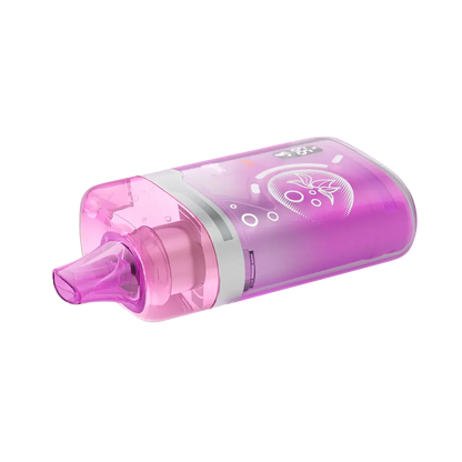 An ELFBAR BC Pro 80K Peach Ice disposable vape featuring a translucent pink and purple body with a digital display and a peach graphic on the side.