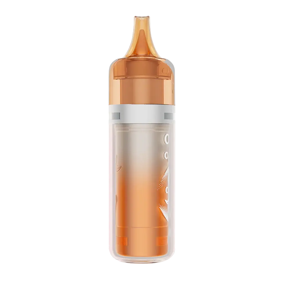 An ELFBAR BC Pro 80K Peach Mango Watermelon disposable vape featuring a translucent orange and white outer shell with a clear mouthpiece.
