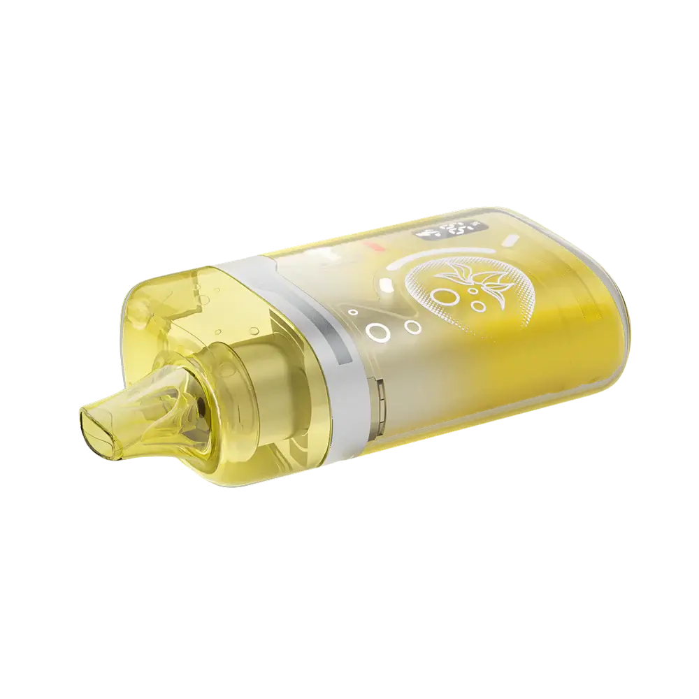 An ELFBAR BC Pro 80K Pineapple Mango disposable vape featuring a translucent yellow shell, a digital display screen, and a white fruit graphic on a plain white background.