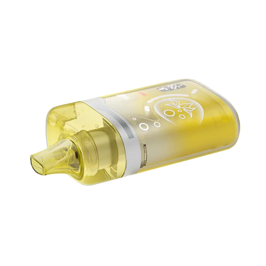 An ELFBAR BC Pro 80K Pineapple Mango disposable vape featuring a translucent yellow shell, a digital display screen, and a white fruit graphic on a plain white background.