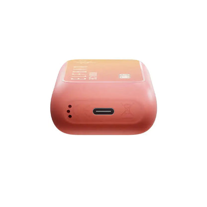 Bottom view of a pink and orange gradient ELFBAR BC10000 Cherry Watermelon disposable vape showing the USB-C charging port and airflow holes on a white background.