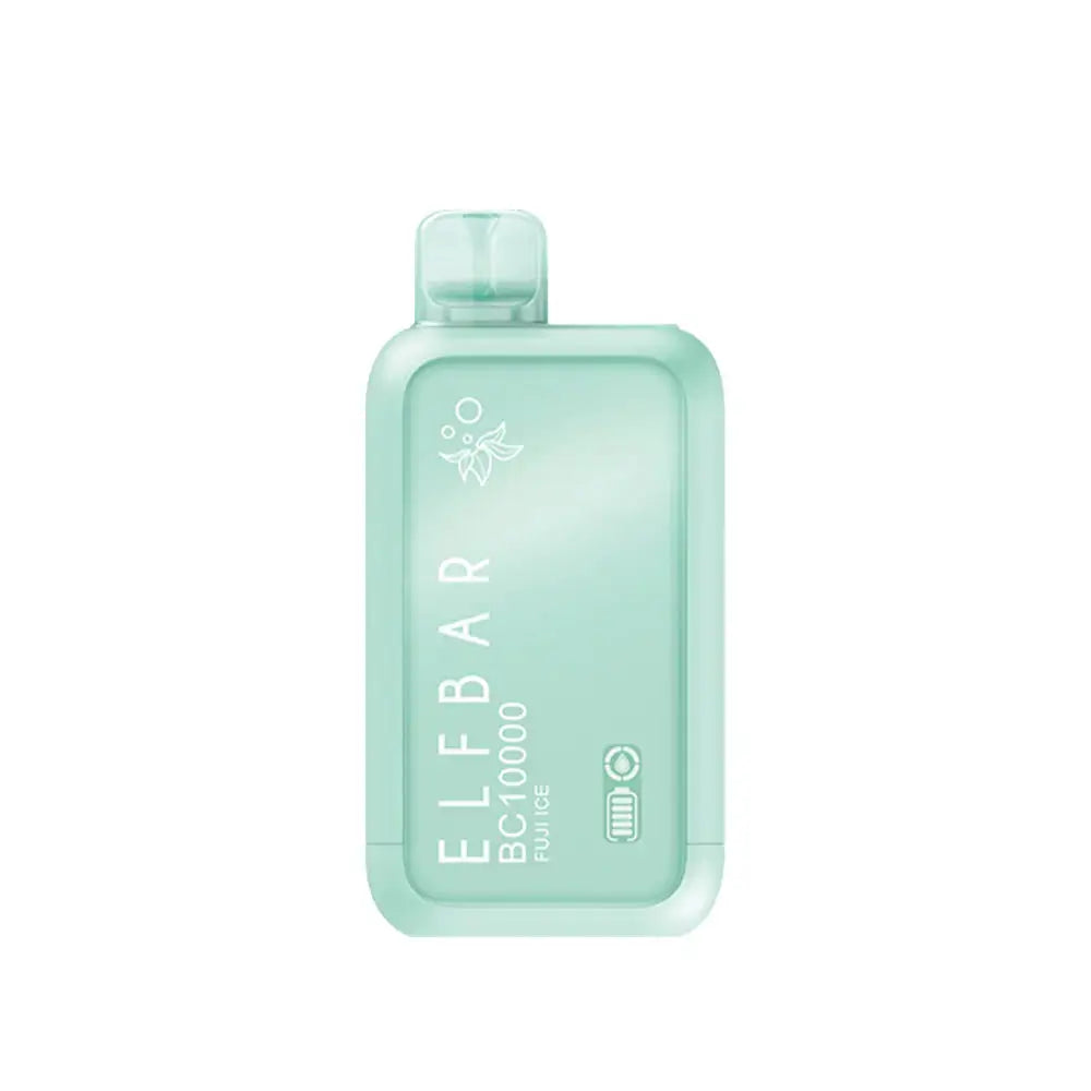 A mint green ELFBAR BC10000 Fuji Ice disposable vape featuring a rounded rectangular design with a translucent mouthpiece and white text on the front panel.