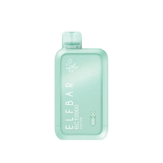 A mint green ELFBAR BC10000 Fuji Ice disposable vape featuring a rounded rectangular design with a translucent mouthpiece and white text on the front panel.