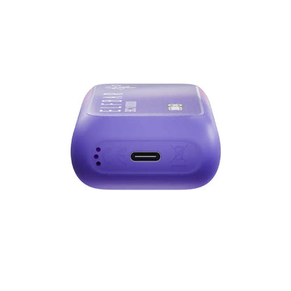 Bottom view of a purple ELFBAR BC10000 Grape Ice disposable vape showing the USB-C charging port and airflow holes on a white background.