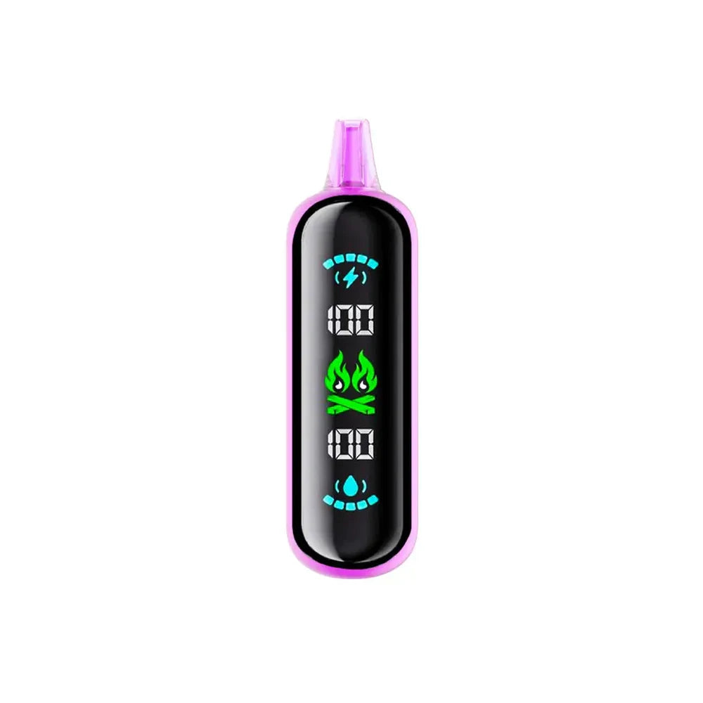 An ELFBAR GH20000 Straw Watermelon Glubble disposable vape featuring a pink body and a black digital display screen showing battery and e-liquid levels.