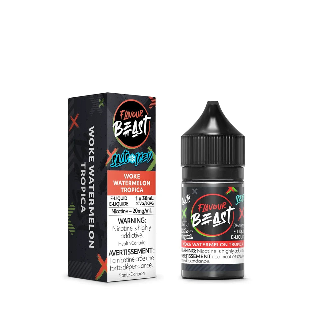 Flavour Beast Woke Watermelon Tropica Salts Iced e-liquid bottle and