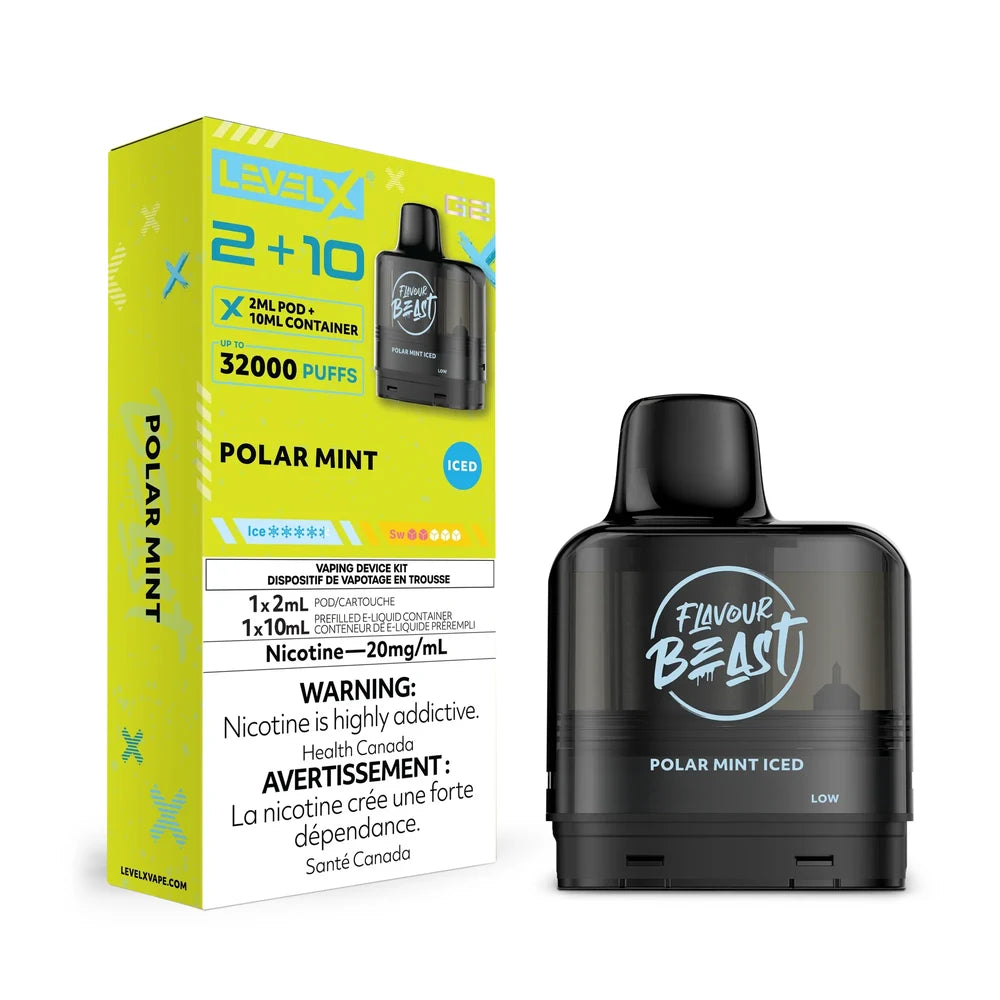 Flavour Beast Level X G2 2+10 32K Polar Mint Iced Pod | Vapely Flavour Beast Level X G2 2+10 32K Polar Mint Iced Pod | Vapely