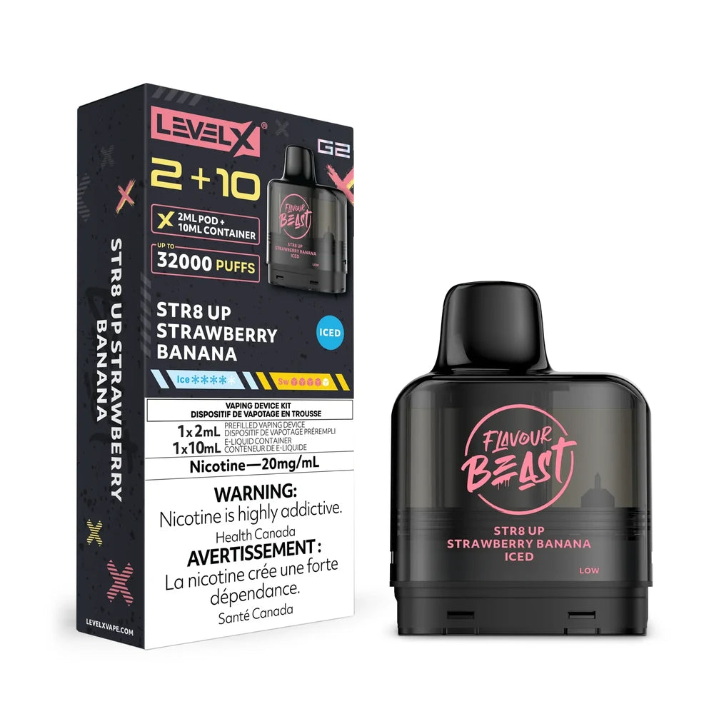 Flavour Beast Level X G2 32K Str8 Up Strawberry Banana Pod Vapely Flavour Beast Level X G2 32K Str8 Up Strawberry Banana Pod Vapely